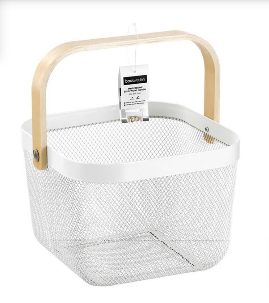 White Mesh Storage Basket Small