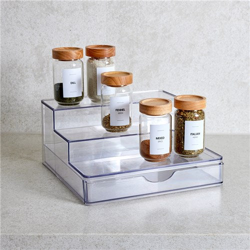 Crystal 3 Tier Shelf Organiser with Drawer