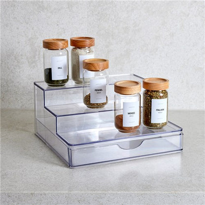 Crystal 3 Tier Shelf Organiser with Drawer
