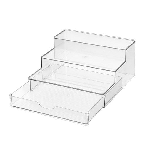 Crystal 3 Tier Shelf Organiser with Drawer